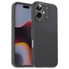 iPaky - IPAKY iPhone 16 Mobilskal Carbon Fiber - Grå