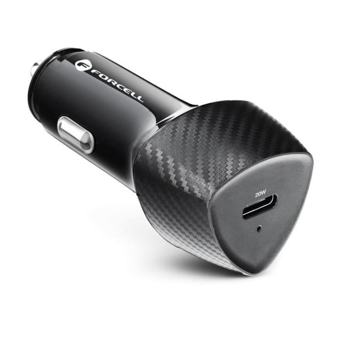 Forcell - Forcell Billaddare USB-C Med Kabel Typ-C - Svart