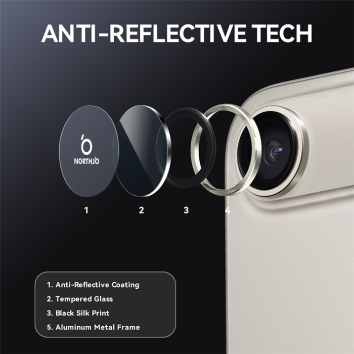 NORTHJO - Northjo iPhone 17 Air Härdat Glas Kameraskydd - Grå