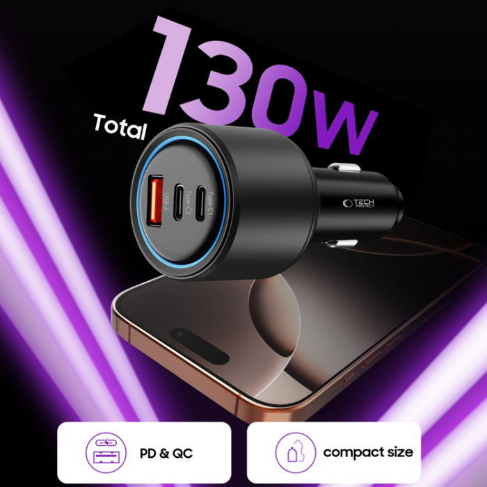 Tech-Protect - Tech Protect Billaddare 130W - Svart