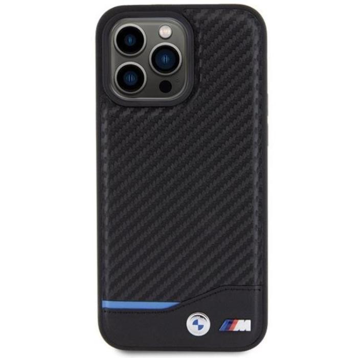 BMW - BMW iPhone 15 Pro Mobilskal Läder Carbon - Svart