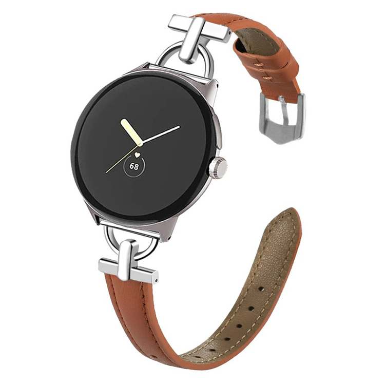Google Pixel Watch 3 45mm Armband Äkta Cow Läder - Brun | 5122 | AlltMobil