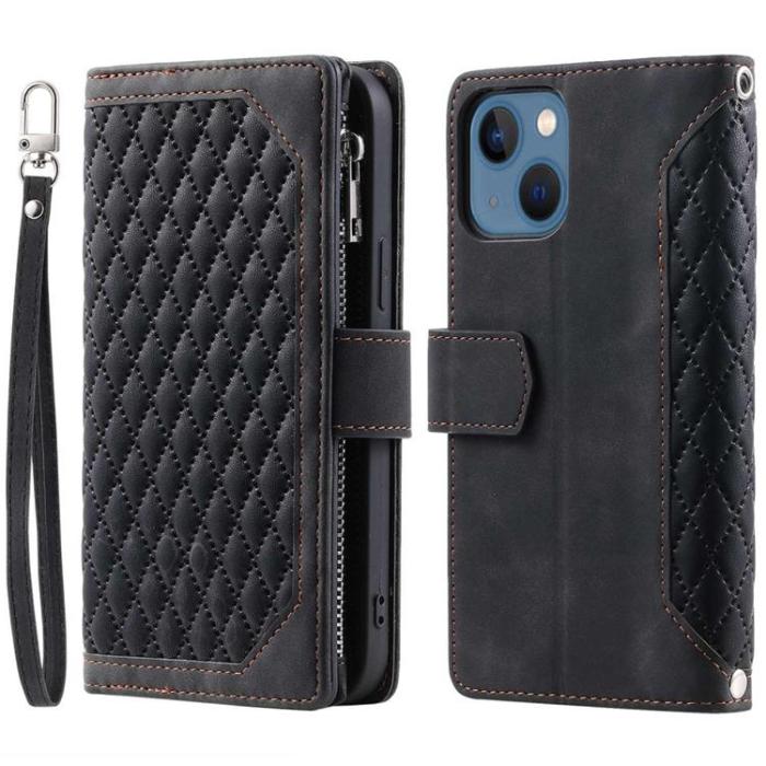 OEM - iPhone 14 Plus Plånboksfodral Rhombus - Svart