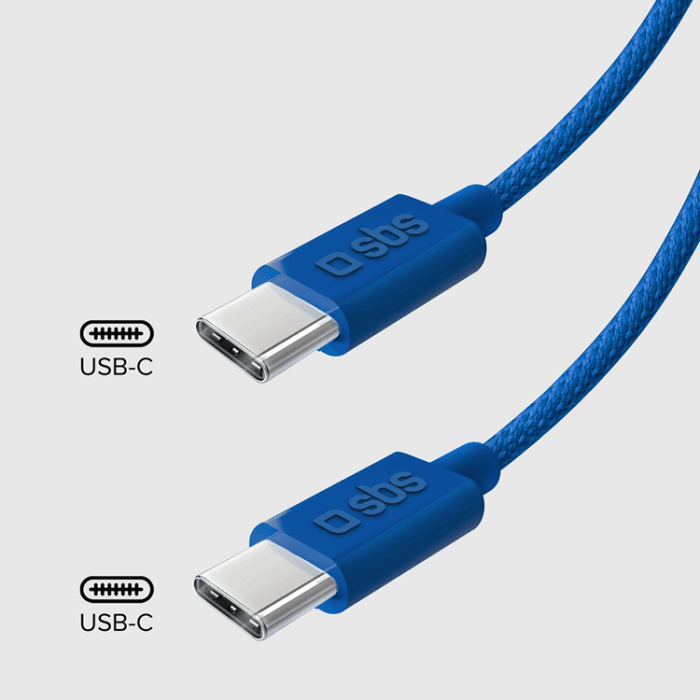 SBS - SBS USB-C - USB-C Kabel 1.5m 60W Braided - Blå
