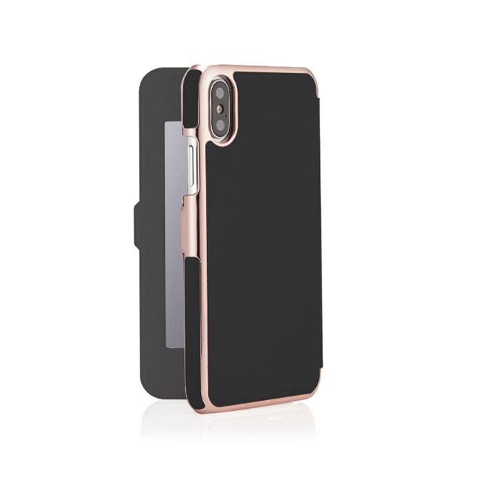 Pipetto - Pipetto Slim Wallet Mirror för iPhone XR - Svart/Rose guld