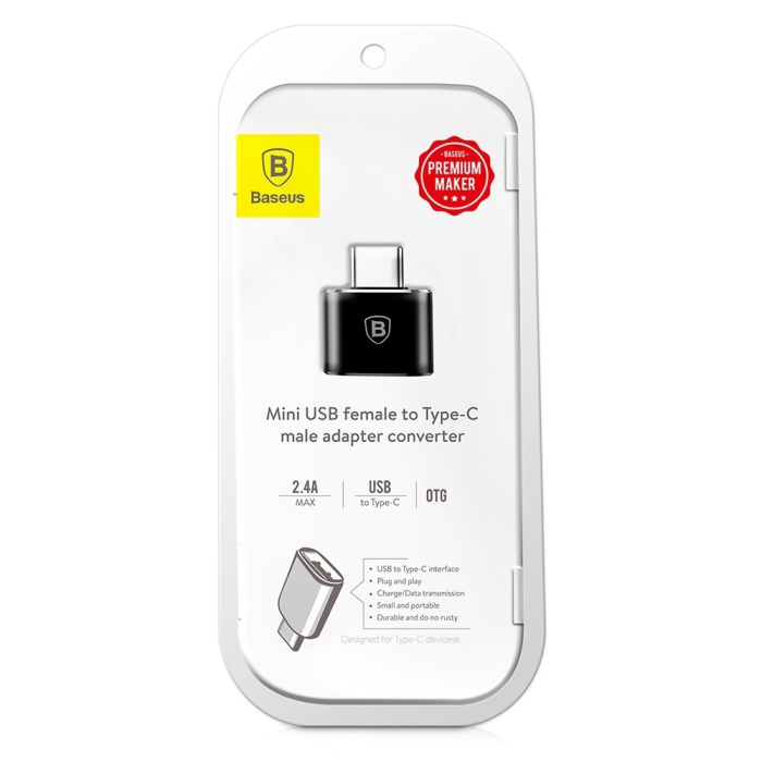 BASEUS - Baseus USB to USB Type-C Adapter - Svart