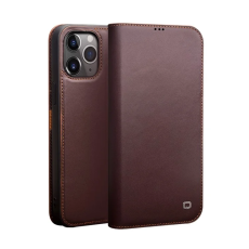QIALINO - Qialino iPhone 12 Pro Max Plånboksfodral Äkta läder - Brun