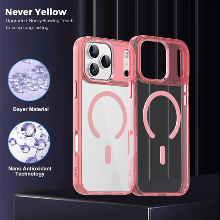 A-One Brand - iPhone 17 Pro Max Mobilskal MagSafe Transparent TPU+PC - Rosa