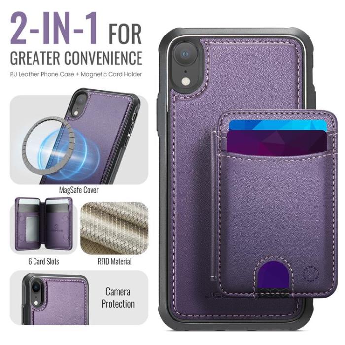 OEM - JEEHOOD Mobilskal till iPhone XR Konstläder MagSafe Fäste - Lila