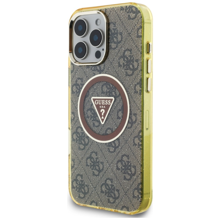 Guess - Guess iPhone 16 Pro Mobilskal Magsafe Glitter - Brun