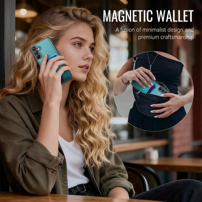 OEM - JEEHOOD Samsung Galaxy A15 5G Mobilskal KonstLäder - Blå