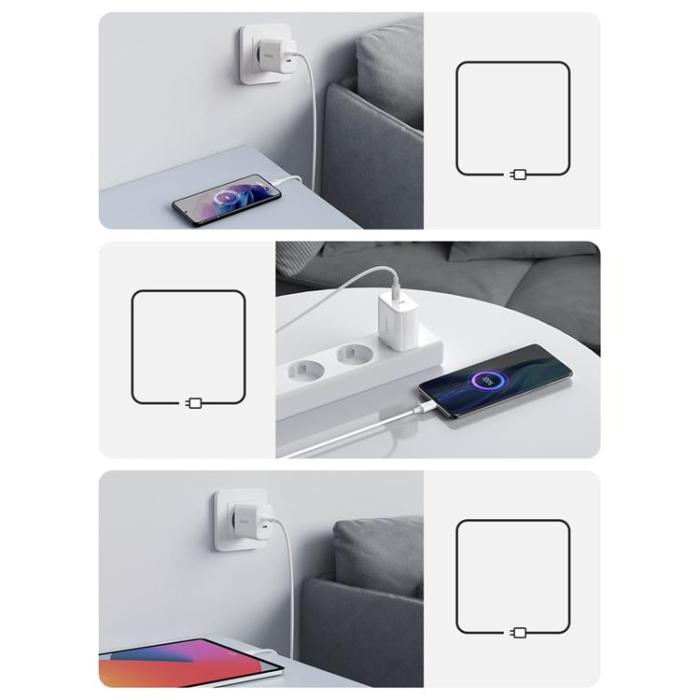 Ugreen - Ugreen Väggladdare 2x USB-C 40W Power Delivery - Vit