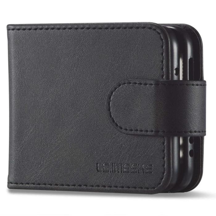 LC.imeeke - LC.IMEEKE Galaxy Z Flip 4 Plånboksfodral PU-Läder - Svart