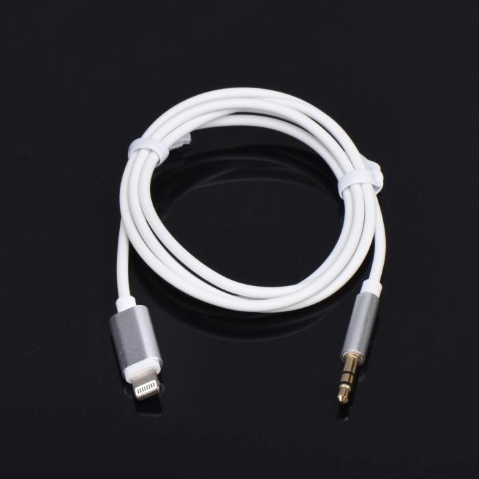 Forcell - Adapter audio till iPhone Lightning 8-pin + Jack 3,5mm Vit kabel