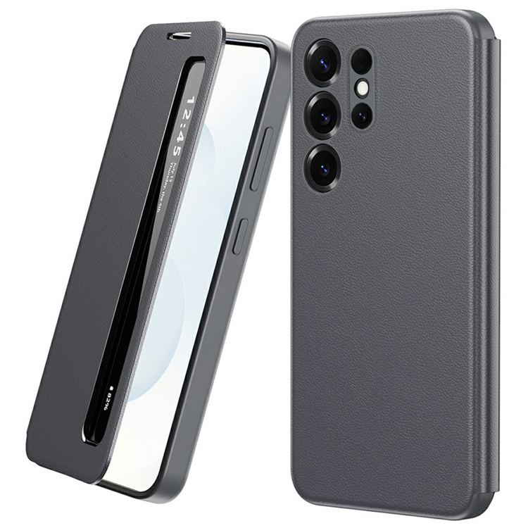 Galaxy S22 Ultra Mobilskal Smart View Window Läder - Grå (Grå) | 2353 | AlltMobil