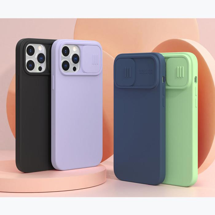 Nillkin - Nillkin CamShield Silky Silikon Skal iPhone 13 Pro Max - Blå
