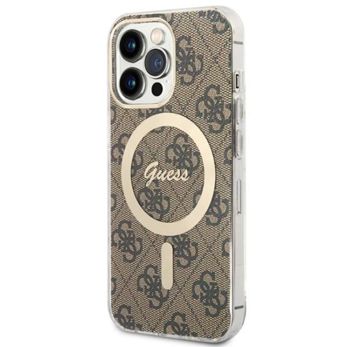 Guess - Guess iPhone 13 Pro Magsafe Skal Print + Trådlös Laddare - Brun