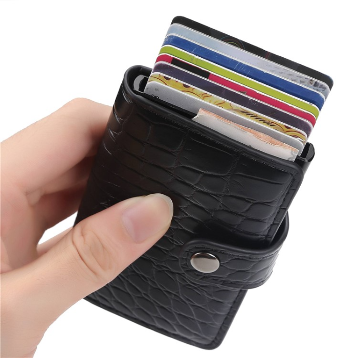 BAELLERRY - BAELLERRY Korthållare RFID Automatic Pop Up Crocodile - Coffee