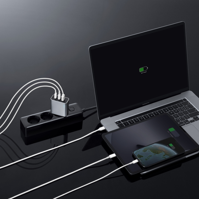 Cuktech - Cuktech Snabbladdare 65W 2xUSB-C 1xUSB-A GaN - Grå