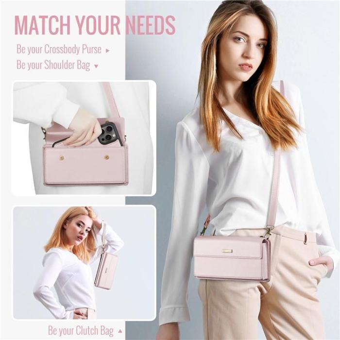 Caseme - CASEME Me20 Crossbody Väska 4.0-7.6'' Läder - Rosa