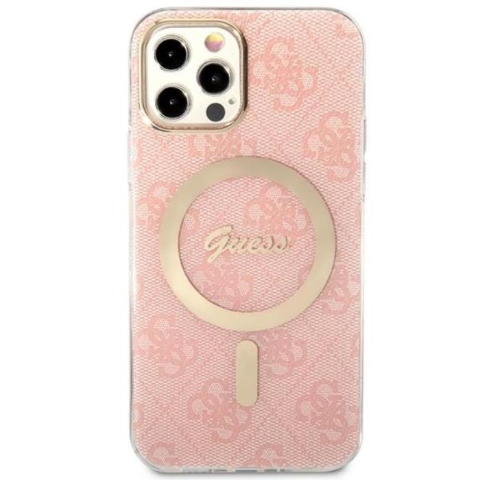 Guess - Guess iPhone 12/12 Pro Magsafe Skal Print + Trådlös Laddare - Rosa