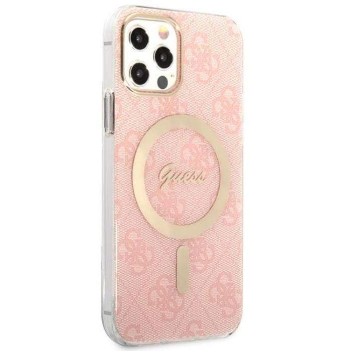 Guess - Guess iPhone 12/12 Pro Magsafe Skal Print + Trådlös Laddare - Rosa