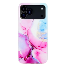 A-One Brand - iPhone 17 Pro Mobilskal Marble Pattern Painted TPU - Rosa / Blå