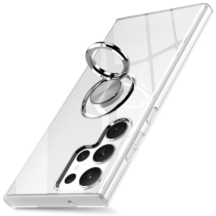 A-One Brand - Galaxy S23 Ultra Skal Ringhållare Kickstand Shockproof - Clear