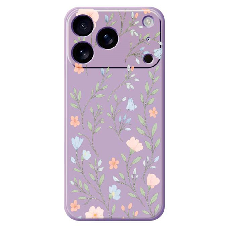 iPhone 17 Pro Mobilskal Pink Blue Flowers Pattern TPU - Lila | 2353 | AlltMobil