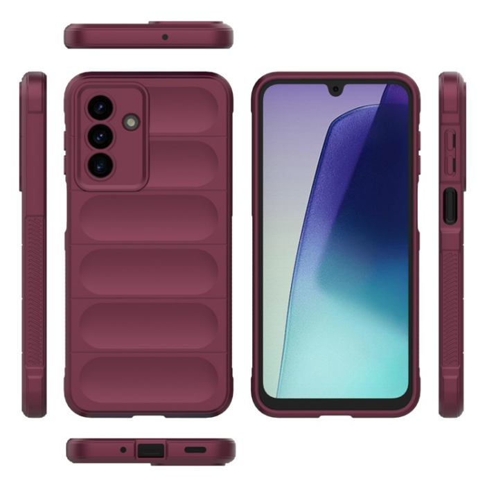 WANLONFENG - WANLONFENG Galaxy A17 Mobilskal med Härdat Glas HD - Vinröd