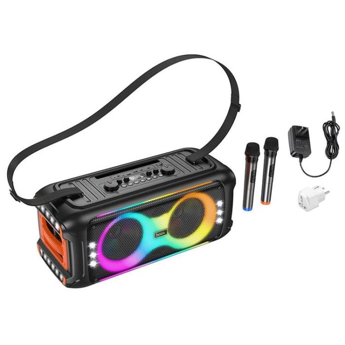 Hoco - Hoco Trådlös Högtalare Med 2xTrådlösa Mikrofoner LED 60W (Karaoke Set) HA9