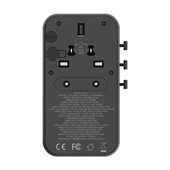 DUZZONA - MCDODO GaN Snabbladdare 3xUSB-C/USB-A 170W USB-C Kabel 1-World