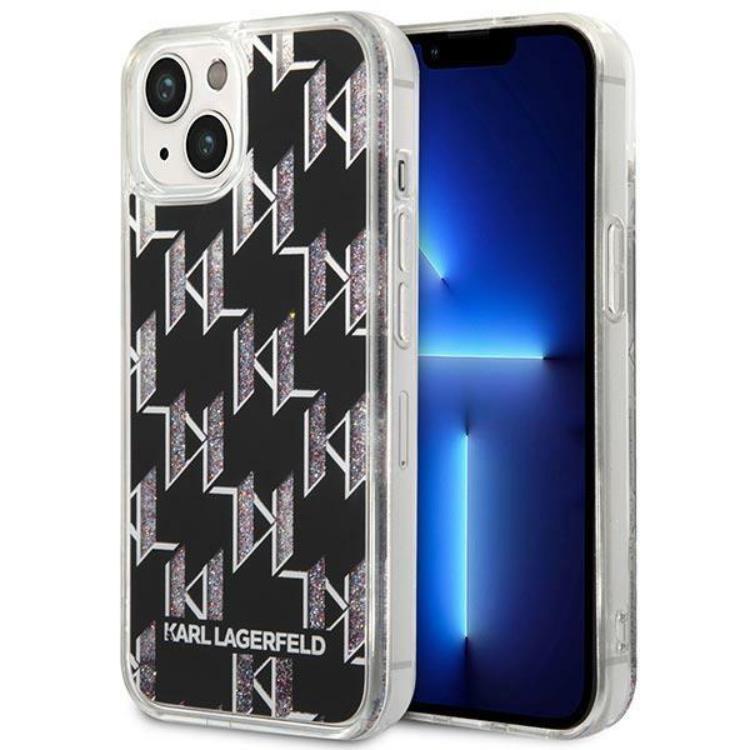 Karl Lagerfeld iPhone 14 Skal Liquid Glitter Monogram - Svart | 2353 | AlltMobil