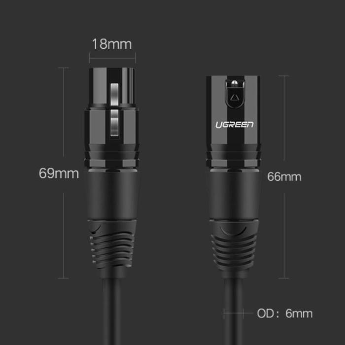 UTGATT4 - Ugreen Förlängning Mikrofon Kabel 2 m - Svart
