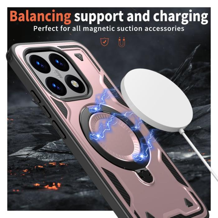 N/A - Mobilskal till Xiaomi 15T Militärskydd Plast Kickstand - Roséguld