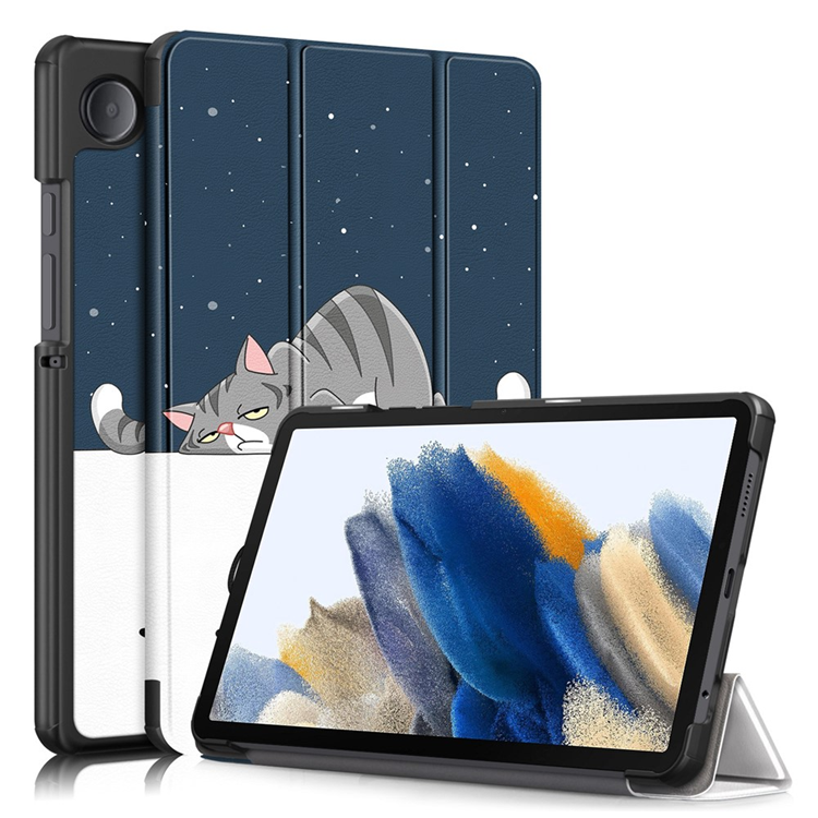 Galaxy Tab A9 Fodral Pattern Printing Tri-fold Konstläder (Katt) | 2353 | AlltMobil