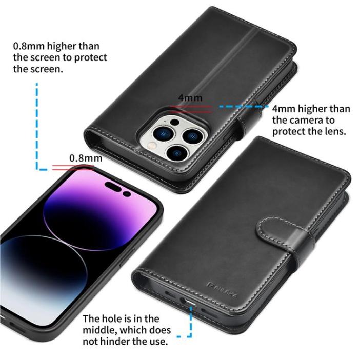 PULOKA - Puloka iPhone 14 Plånboksfodral Magsafe 2in1 Detachable - Svart