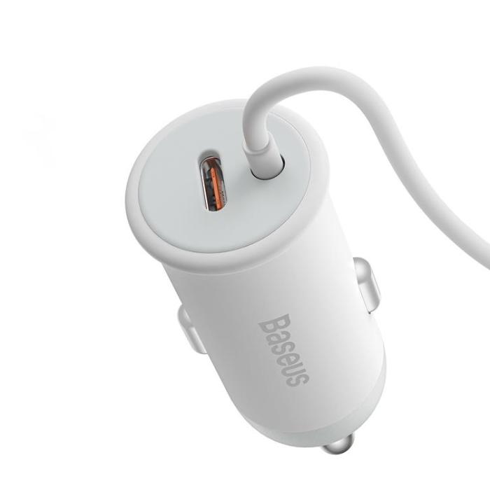 BASEUS - Baseus Magsafe Trådlös Billaddare 15W Luftventil Till Typ-C 25W - Vit