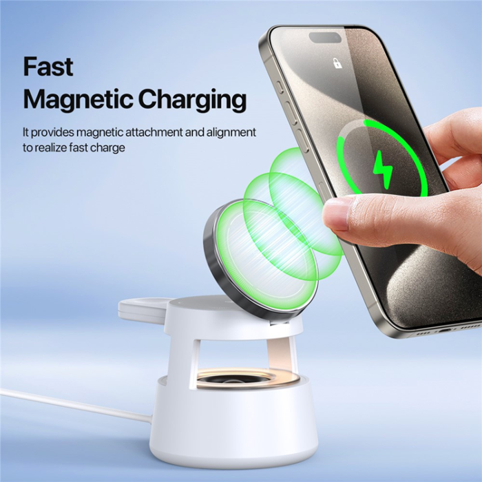 DUZZONA - DUZZONA MagSafe Trådlös Laddare iPhone, Apple Watch, Airpods - W23 - Vit