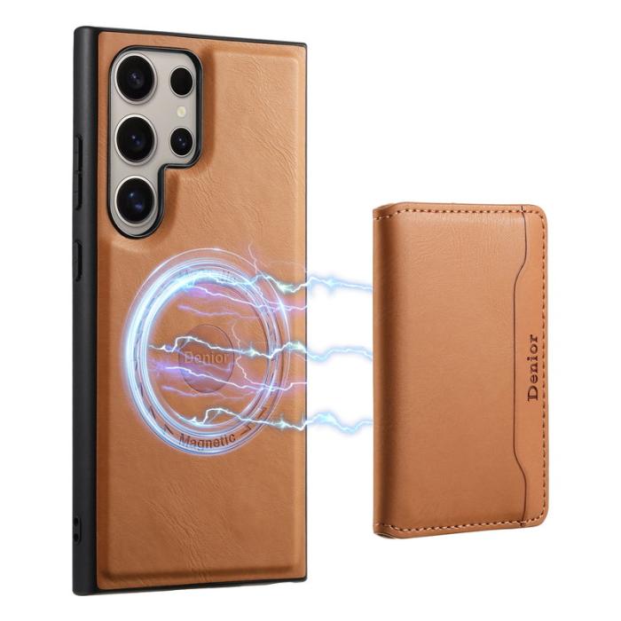 DENIOR - DENIOR Samsung Galaxy S24 Ultra Plånboksfodral Magnetiskt Plånboksfodral - Khaki
