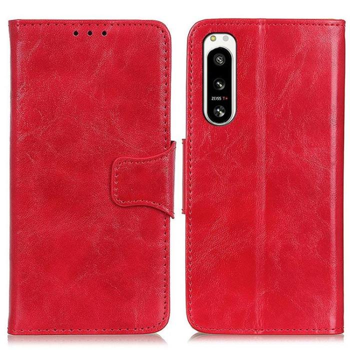 OEM - Sony Xperia 5 IV Plånboksfodral Äkta Läder Crazy Horse - Röd