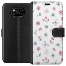 Gustaf - Pl&aring;nboksfodral till Xiaomi Poco X3 NFC med Blommor och fj&auml;rillar