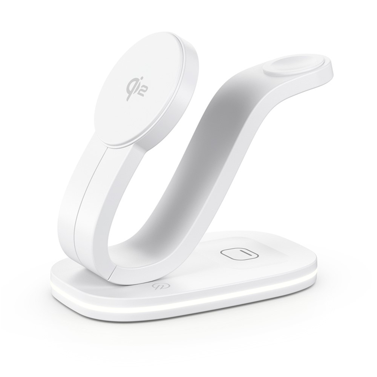 Qi2 MagSafe Trådlös Laddare iPhone, Apple Watch, Airpods 15W - B-28 - Vit (Vit) | 505295 | AlltMobil