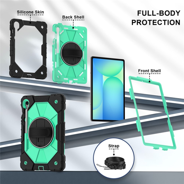 A-One Brand - Galaxy Tab S10 FE/S9 FE/S9 Skal Kickstand med Rem - Mintgrön