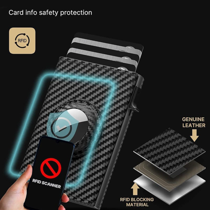 A-One Brand - Slimmad RFID-Plånbok med AirTag i Läder