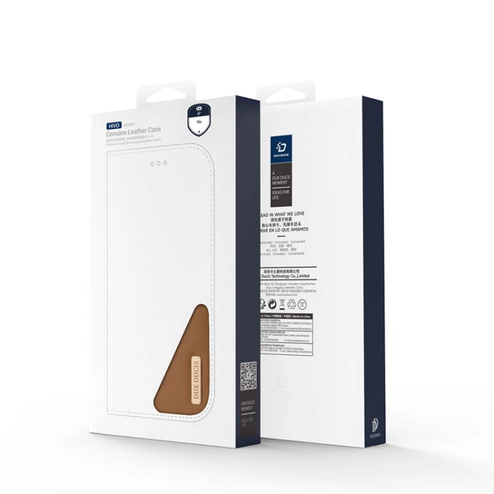Dux Ducis - Dux Ducis iPhone 16e Plånboksfodral Äkta Läder Hivo - Brun