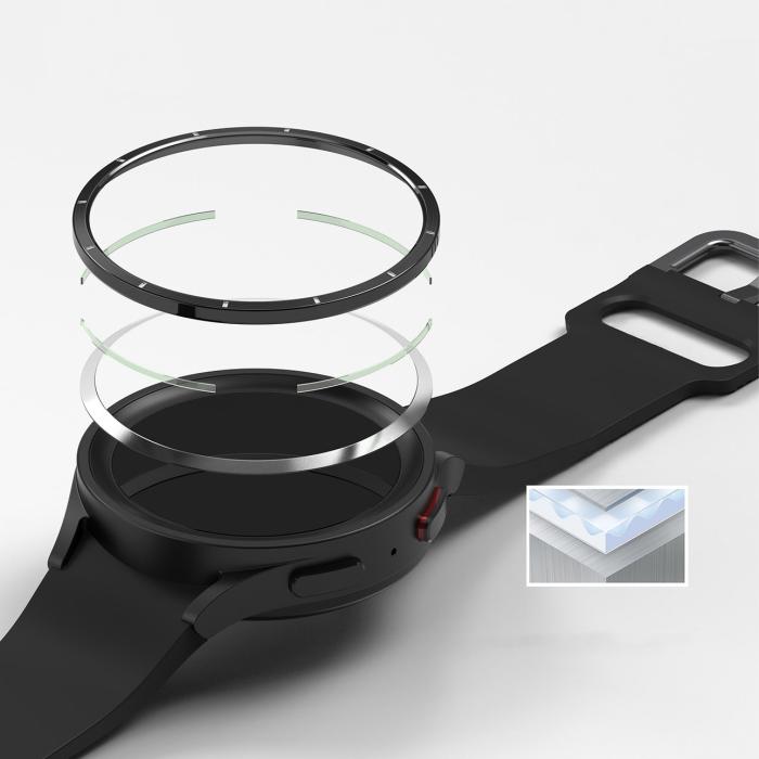 UTGATT5 - Ringke Galaxy Watch 5 Pro (45mm) Skal Bezel Styling Overlay - Silver