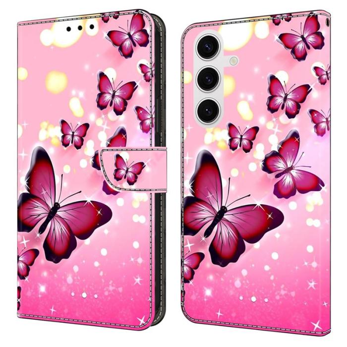 OEM - Plånboksfodral för Samsung Galaxy S26 Konstläder Ställ - Rosa fjäril