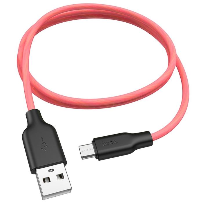 Hoco - HOCO Plus Silikonladdningsdatakabel för Micro 1m svart&röd