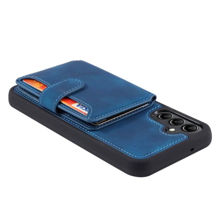 OEM - Plånboksfodral för Samsung Galaxy S26 TPU + Äkta läder - Safir
